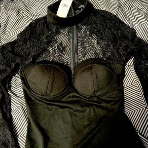 Black lace long sleeve dress